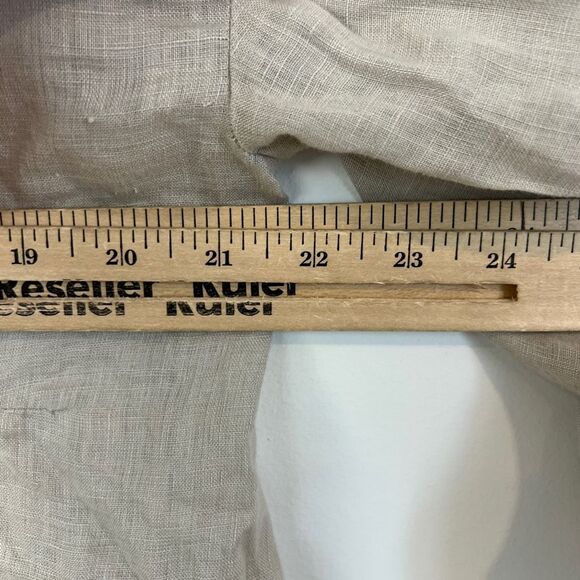 Zara Women's Small Beige Grey Linen Blend Long Sleeve Button Down Shirt Peasant - Picture 8 of 11